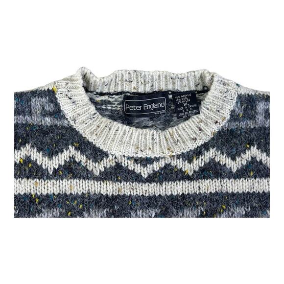 VINTAGE Peter England Wool Sweater Adult XL Thick Cable Knit Crew Neck Fisherman - Picture 10 of 11